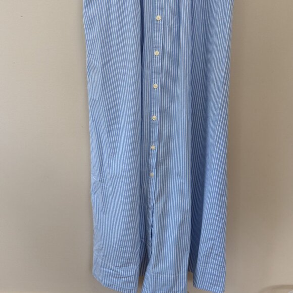 Loft Striped Poplin Shirt Dress Tailored Preppy Midi Blue White - Picture 4 of 12
